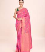 Exquisite designs with this regal light pink rich look banarasi tissue silk saree