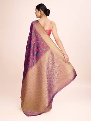 Light Brown banarasi tissue silk blend weaving zari work saree 3