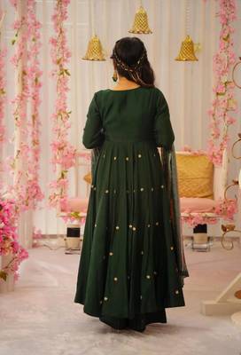 Women's designer silk anarkali gown palazzo with dupatta sets 3