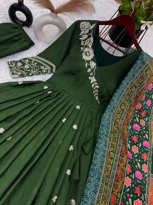 Women's designer silk anarkali gown palazzo with dupatta sets 5