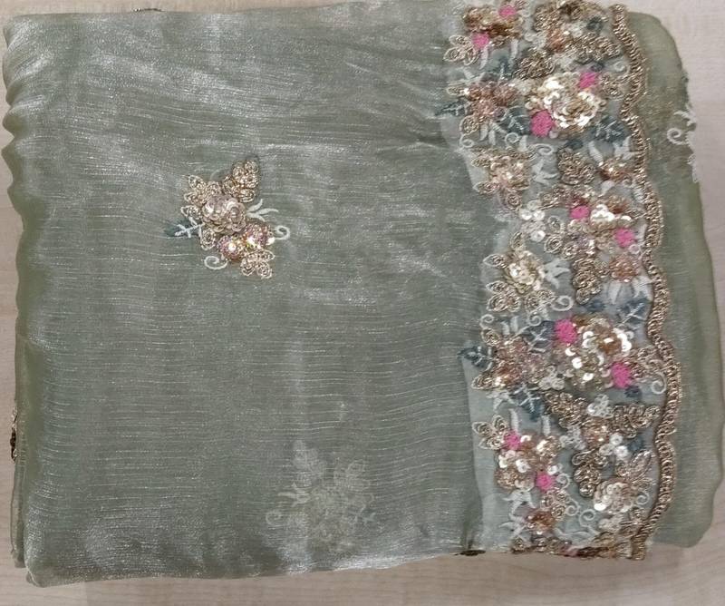 Elegant Jimmy Choo Saree With Exquisite C-Pallu And Multi-Colored Sequin Work