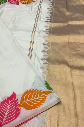 White silk blend sarees with blouse
