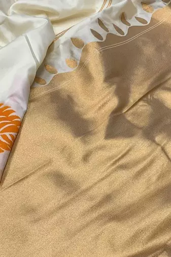 White silk blend sarees with blouse