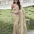 Beige embroidered silk blend saree