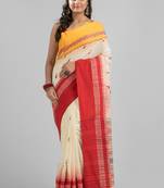 Off white pure soft  cotton dhakai buti handloom saree