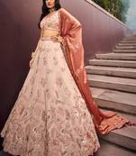 Rose Gold Viscos   Sequins work Semi-Stitched Lehenga choli & Dupatta