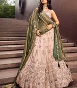 Green Viscos   Sequins work Semi-Stitched Lehenga choli & Dupatta