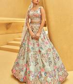 Multicolour Organza Thread Work Lehenga
