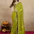 Trendmalls Green Viscose Silk Cut work Embroidery border Saree with Embroidered Blouse