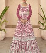 Dusty pink georgette chanderi silk salwar suit with dupatta