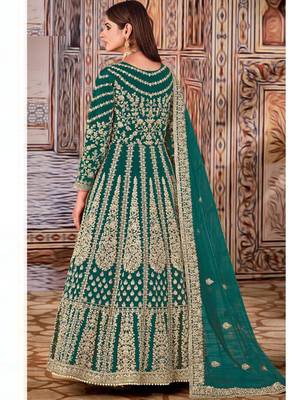 Green butterfly net anarkali suit with dupatta 2