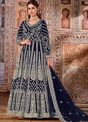 Black butterfly net anarkali suit with dupatta 1