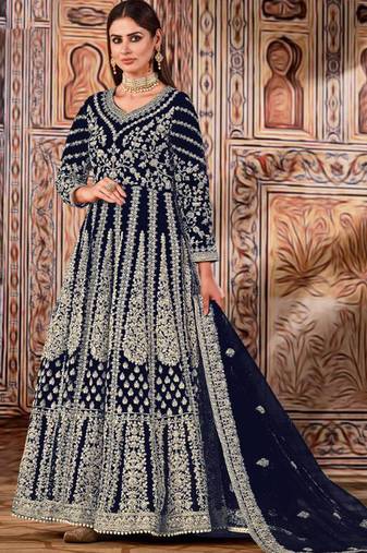 Black butterfly net anarkali suit with dupatta