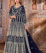 Black butterfly net anarkali suit with dupatta