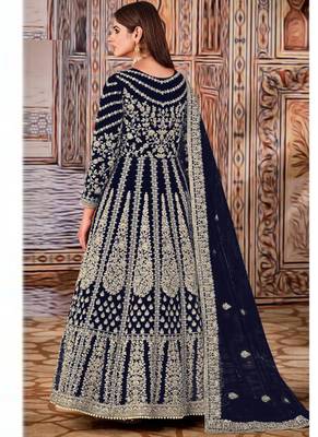 Black butterfly net anarkali suit with dupatta 2