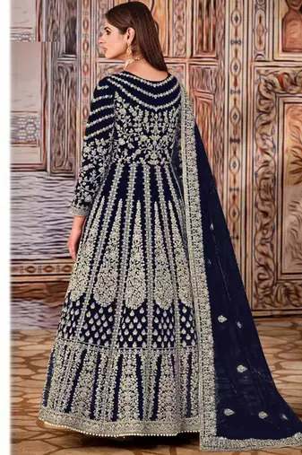 Black butterfly net anarkali suit with dupatta