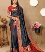 Black Color Foux Banarasi  Silk Saree With Paithani Rich Weaved Pallu And  Blouse