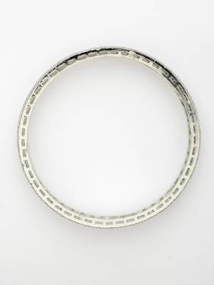 Women's set of 2 silver-plated white american diamond studded bangles 5