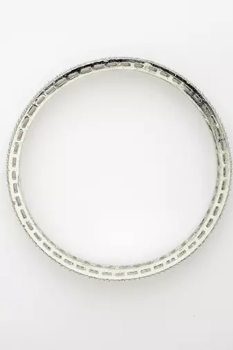 Women's set of 2 silver-plated white american diamond studded bangles