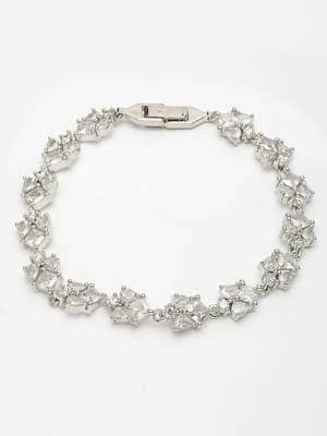 Women's silver-toned cubic zirconia link bracelet 3