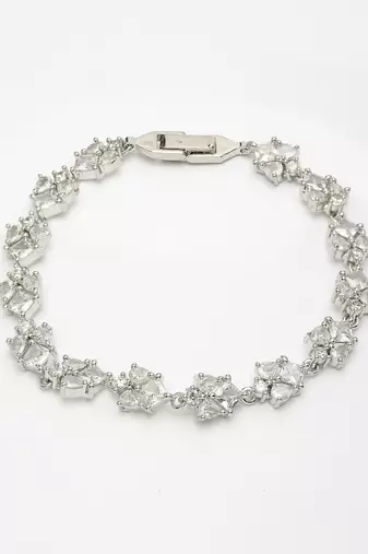 Women's silver-toned cubic zirconia link bracelet