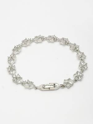 Women's silver-toned cubic zirconia link bracelet 4