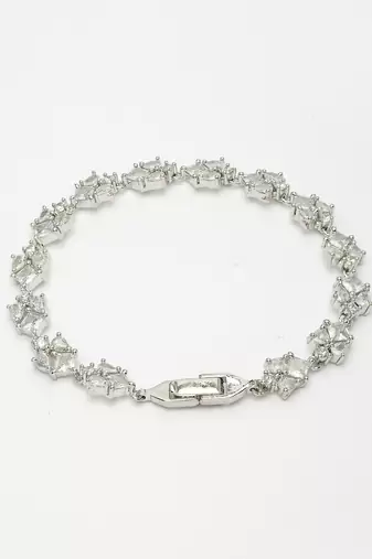 Women's silver-toned cubic zirconia link bracelet