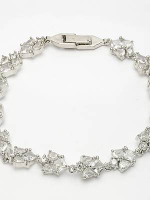 Women's silver-toned cubic zirconia link bracelet 5