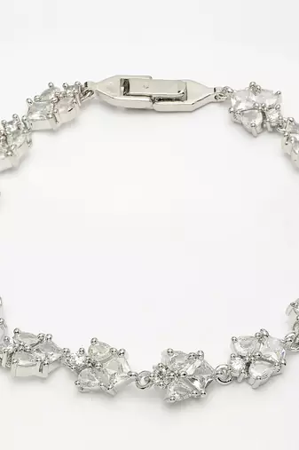 Women's silver-toned cubic zirconia link bracelet