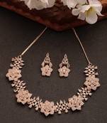 Women's rose gold-plated american diamond-studded handcrafted jewellery set