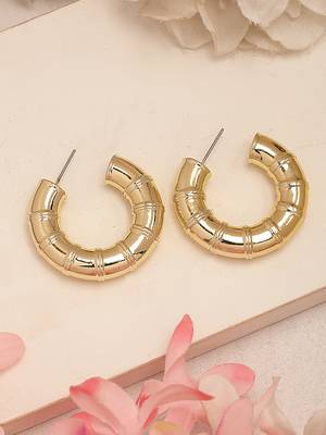 Women's gold-plated half hoop earrings 3