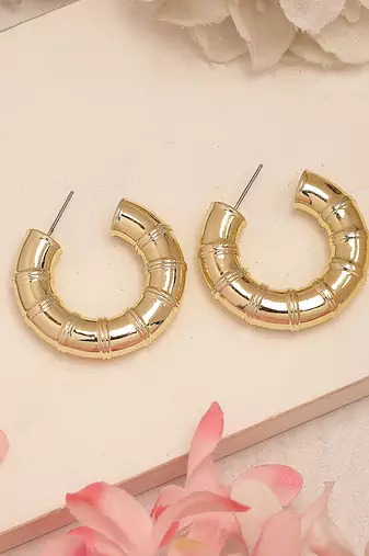 Women's gold-plated half hoop earrings