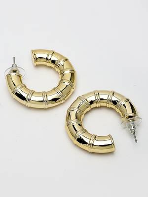 Women's gold-plated half hoop earrings 4