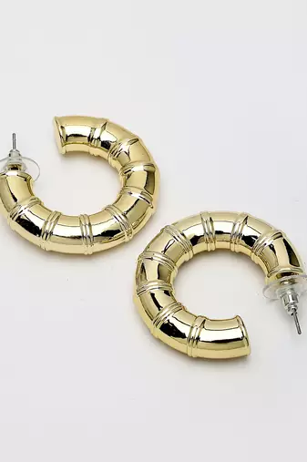 Women's gold-plated half hoop earrings