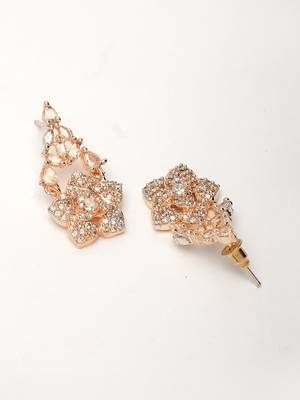 Women's rose gold-plated american diamond-studded handcrafted jewellery set 5