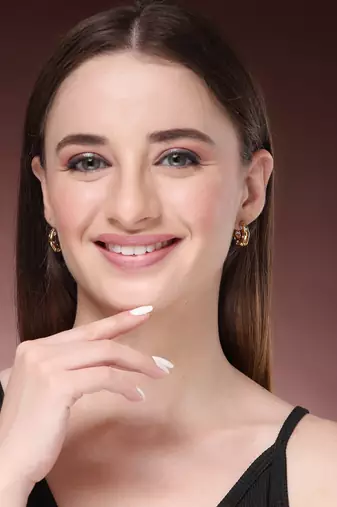 Women's gold-plated cz-studded half hoop earrings