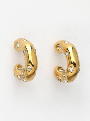 Women's gold-plated cz-studded half hoop earrings 4