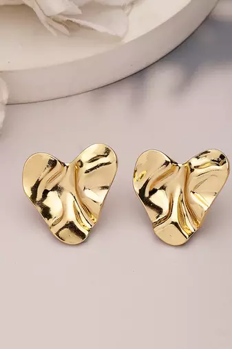 Women's gold-plated heart shape stud earrings