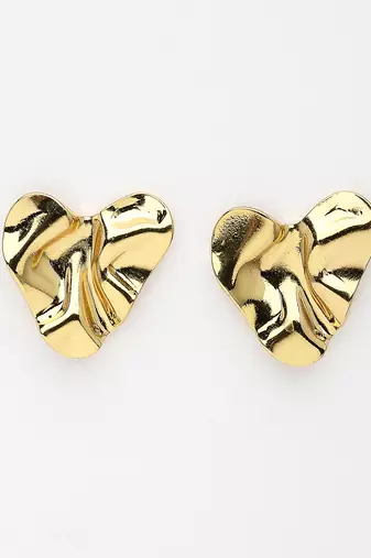 Women's gold-plated heart shape stud earrings