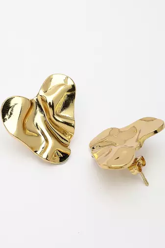 Women's gold-plated heart shape stud earrings