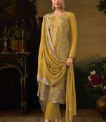 Yellow dola silk pakistani salwar suit with dupatta
