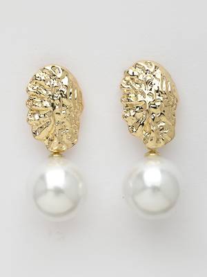 Women's gold-plated white pearl drop earrings 5