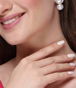 Women's white pearl gold-plated circular drop earring