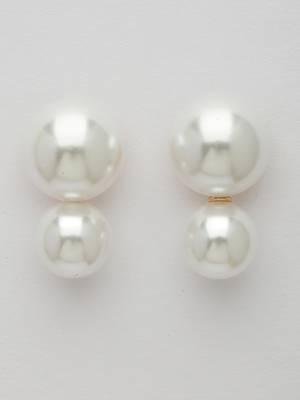 Women's white pearl gold-plated circular drop earring 5