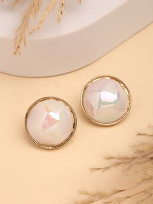 Wome's gold-plated pearl studded circular studs earring 1