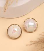 Wome's gold-plated pearl studded circular studs earring