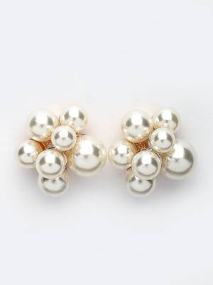 Women's gold pearl gold-plated circular studs earring 5