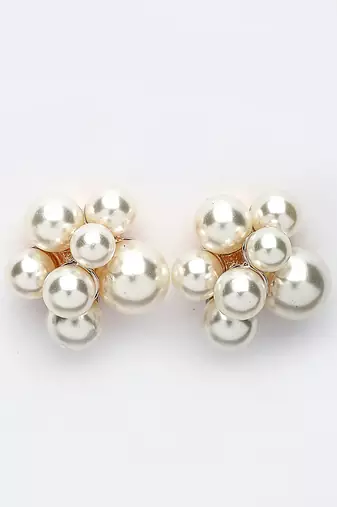 Women's gold pearl gold-plated circular studs earring