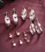 Women's set of 6 silver-plated contemporary hoop earrings