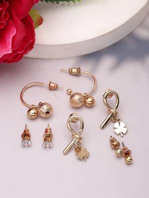 Women's set of 4 gold-plated contemporary half hoop earrings 1